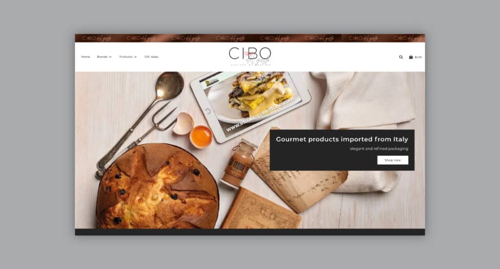 One of 2point0media's clients, Cibo Del Gusto website.