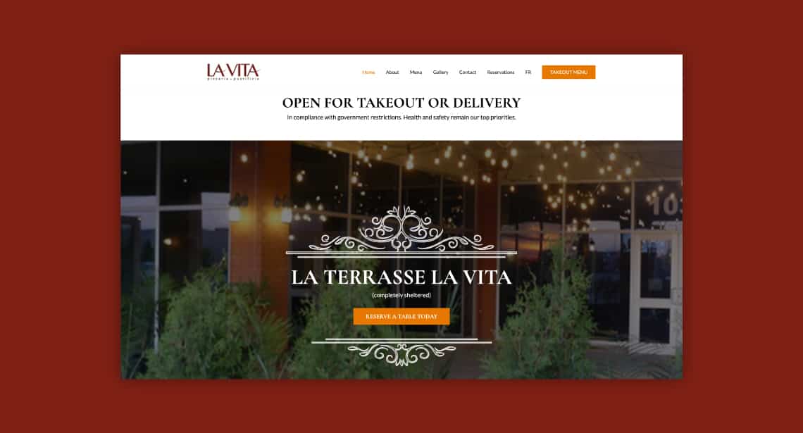 One of 2point0media's clients, Restaurant La Vita website.